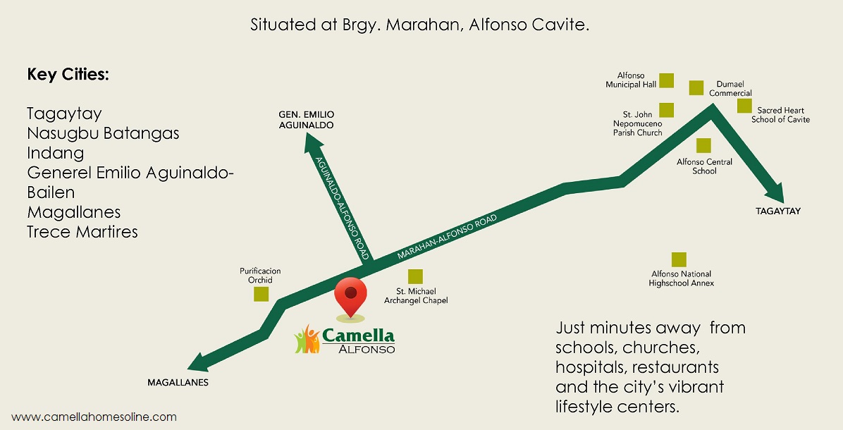 Vicinity Map Location Reva - Camella Alfonso | Crown Asia Prime House for Sale Alfonso Tagaytay Cavite